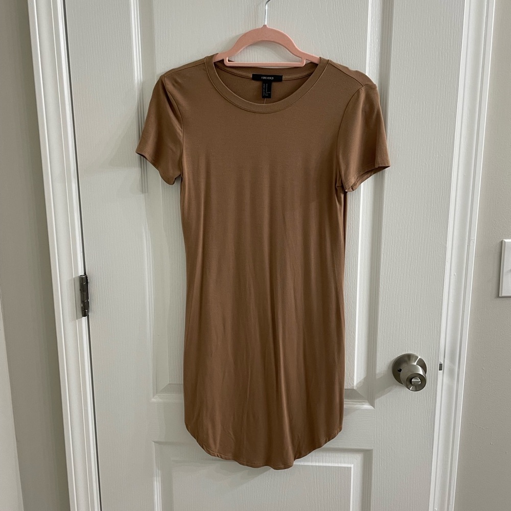 Tan Forever21 tshirt dress, size M, never worn, tags still on